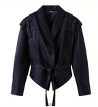 Loose-Fit Polyester Long Sleeve Coat