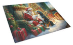 Bernese Mountain Dog and Santa Claus Glass Cutting Board