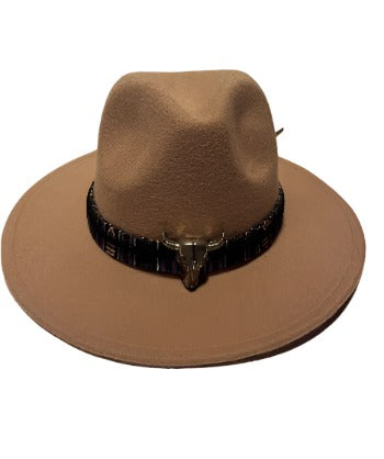 Wool Fedora Hat With Punk Ribbon | Embroidered Cap