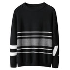 Hong Kong Style Loose Striped Sweater with Dropped Shoulders