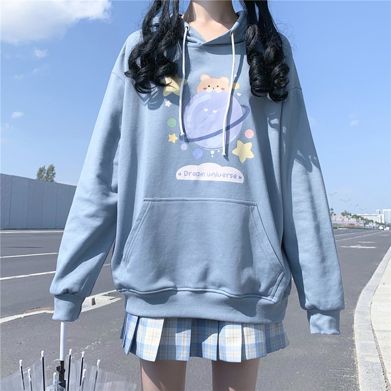 Trendy Loose Thin Hoodie for Junior High Girls | Streetwear