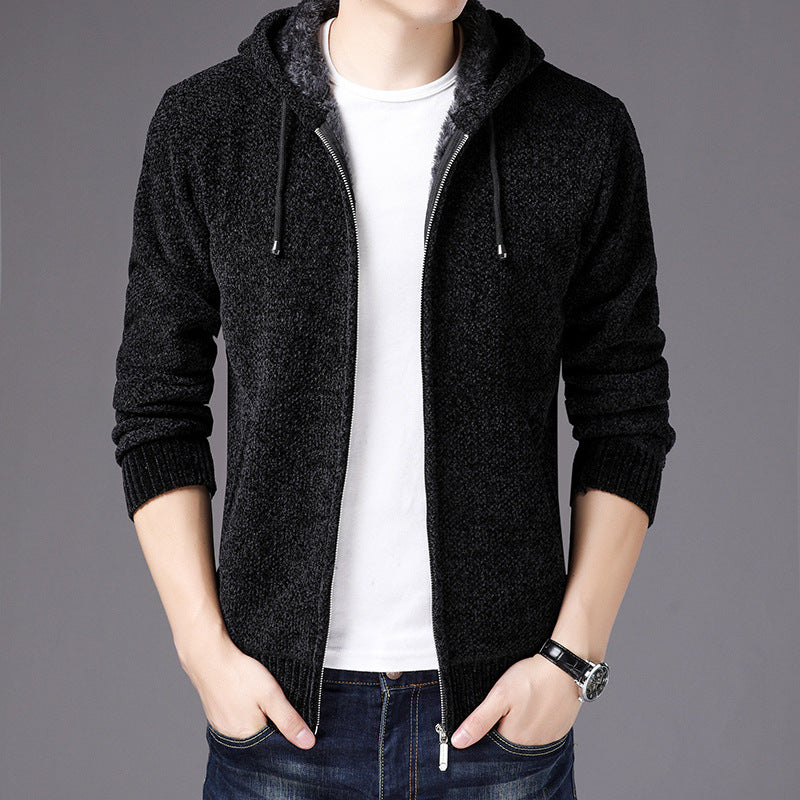 Men's Winter Knit Cardigan with Zipper Jacket
