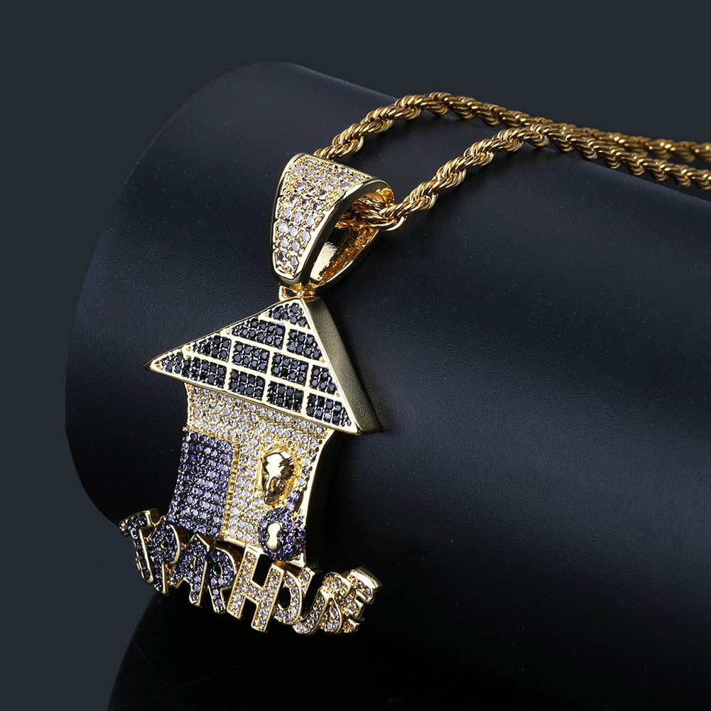 Cute Cartoon Christmas House Pendant Necklace