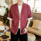 Men's Linen Kimono Long Cardigan Casual Outerwear 5XL