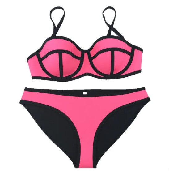 Women's Neoprene Color-Block Bikini Set