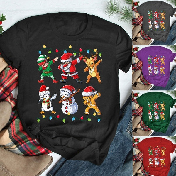 Christmas Print Round Neck Unisex T-Shirt, Short Sleeve | Streetwear