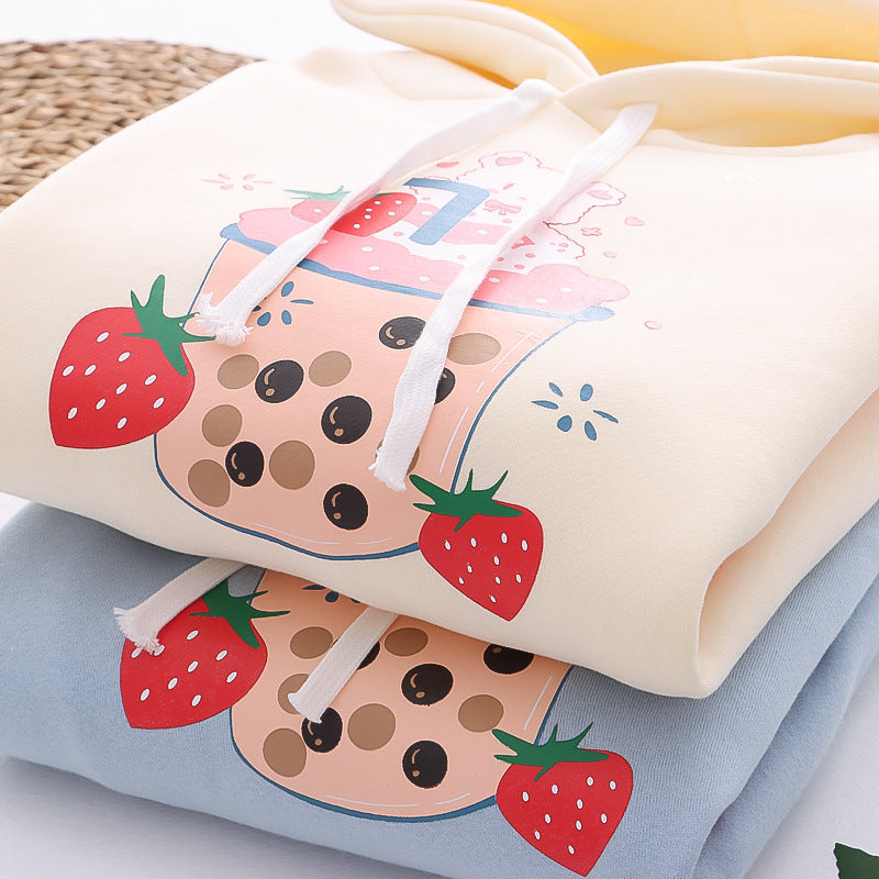 Kawaii Strawberry Hoodie for Women - Cute Anime Pullover | Streetwear