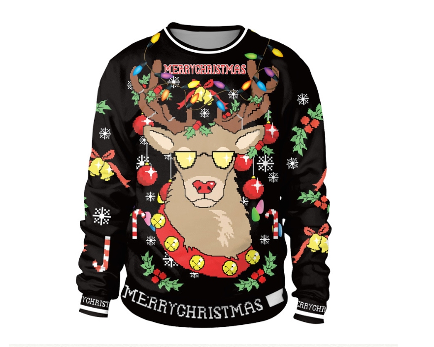 Reindeer Digital Christmas Crewneck Sweatshirt | Streetwear