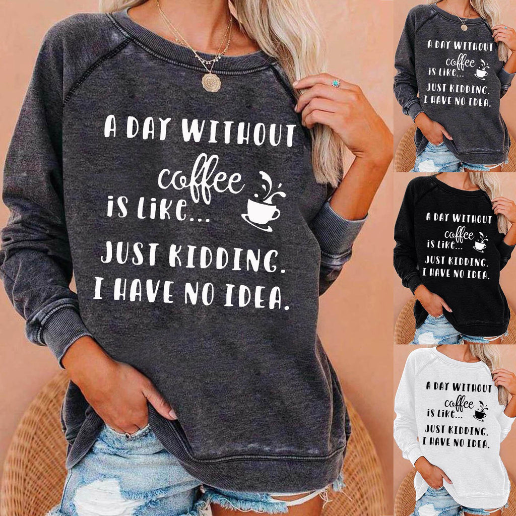Coffee Personality Letter Print Sweatshirt for Women | Streetwear
