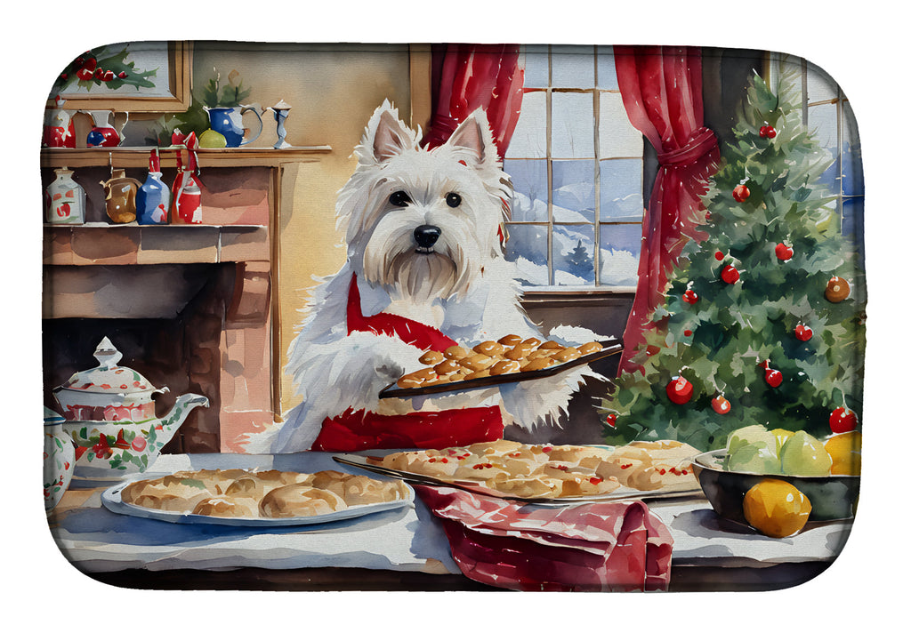 Westie Christmas Cookies Dish Drying Mat