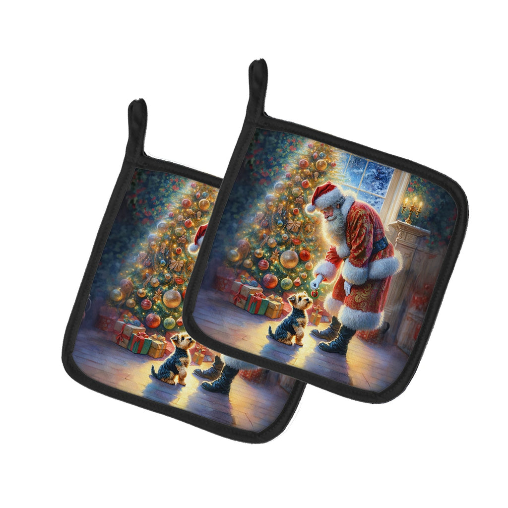 Australian Terrier and Santa Claus Pair of Pot Holders