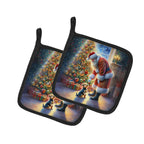 Australian Terrier and Santa Claus Pair of Pot Holders