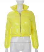 Zip Mirror Leather Warm Quilted Jacket
