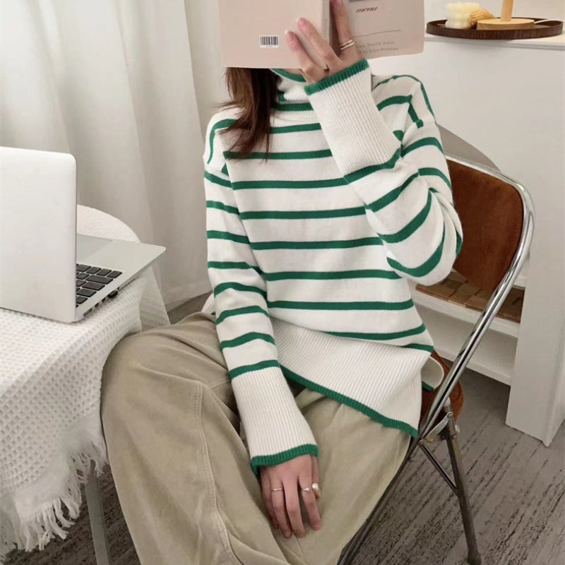 Comfortable Striped Thermal Sweater Top for Casual Wear