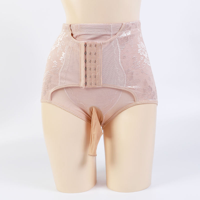 High-Waist Mesh Lace Triangle Shaping Panties