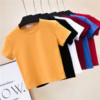 Summer Crop Top Women - Fitted High Waist Sports Tee