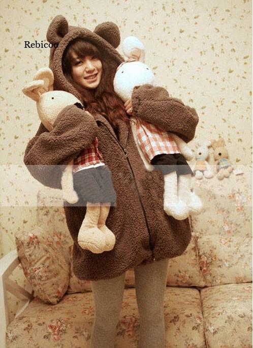 Cute Women's Faux Fur Coat with Bear Ears - Winter Hoodie | Streetwear
