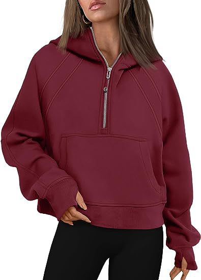 Women's Fashion Simple Half Zipper Hooded Sweatshirt Loose Sweater | Streetwear