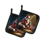 Dachshund and Santa Claus Pair of Pot Holders