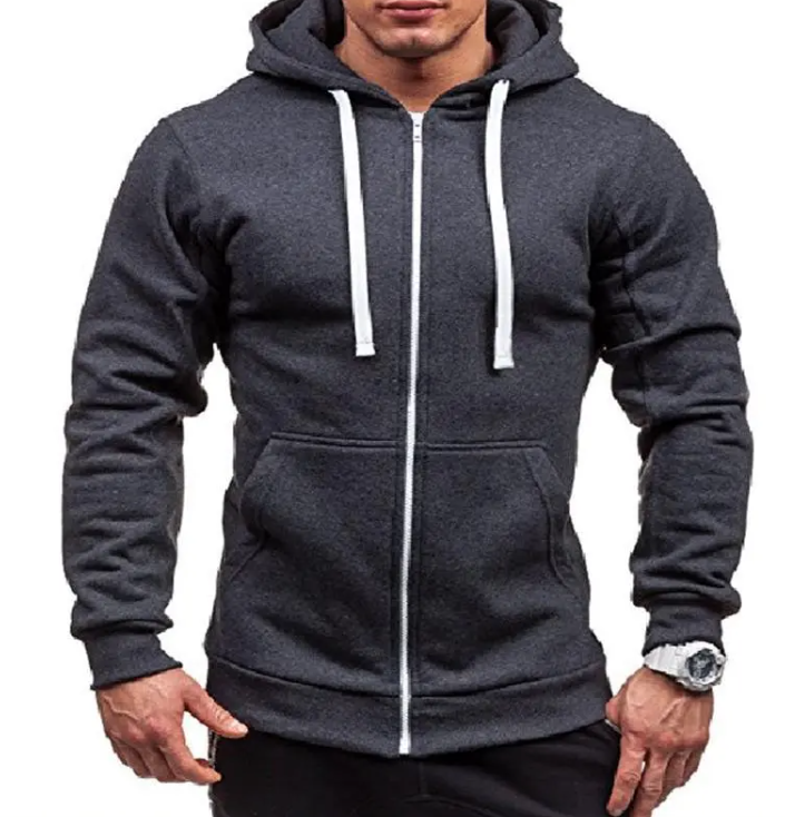 Sweatshirt Men's Zipper Hooded Jacket Men's European And American Hooded Solid Color Cardigan | Streetwear