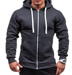 Sweatshirt Men's Zipper Hooded Jacket Men's European And American Hooded Solid Color Cardigan | Streetwear