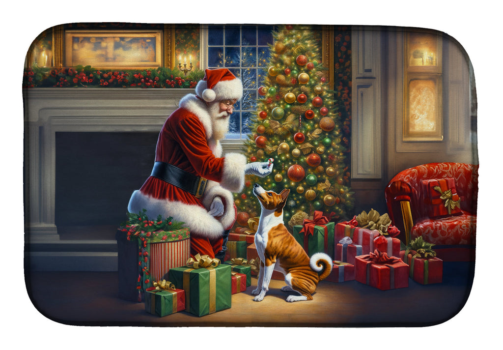 Basenji and Santa Claus Dish Drying Mat