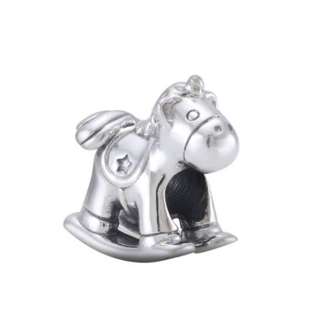 Christmas Unicorn Beads, Silver Bracelet Charms