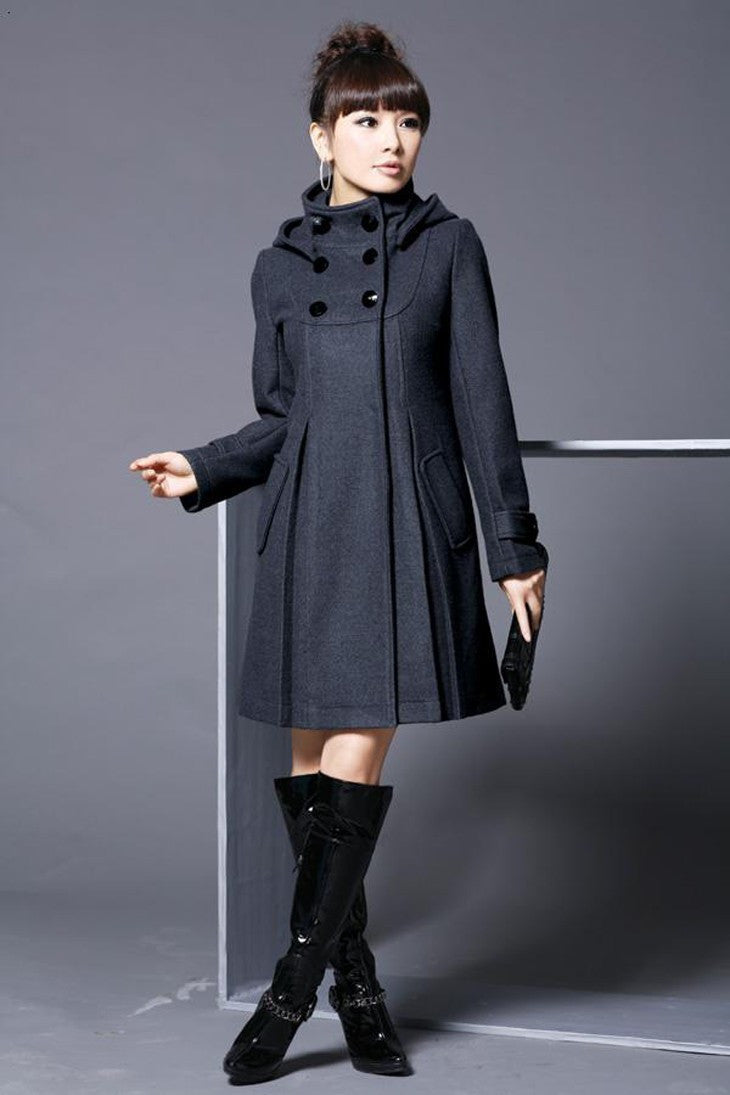 Hooded Double Breasted Overcoat Cape Windbreaker