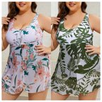 Plus Size Digital Print Bikini with Skirted Design