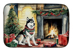 Siberian Husky Cozy Christmas Dish Drying Mat