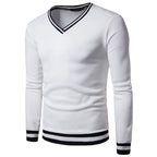 Men's Black and White Color Block Casual Sweater