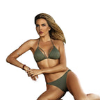Multicolor String Bikini with Back Ties and Beads