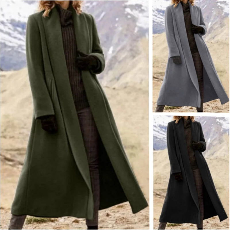 European American Fashion Solid Color Wool Jacket