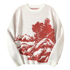 Men's Casual Sweater with Landscape Pattern