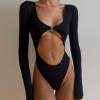2023 Spring Women’s Metallic Bodysuit in Solid Colors