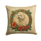 Poodle Christmas Flowers Throw Pillow