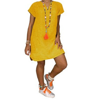 Women's Short Sleeve V-Neck Dress for Autumn/Summer