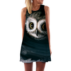 Vintage Digital Print Sleeveless Dress