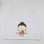 Buddha Print Crop Camisole Top