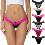 Women's Cotton Lace Thong Underwear - 6 Pack