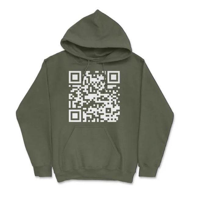 New European And American QR Code Printed Long Sleeved Hoodie | Streetwear