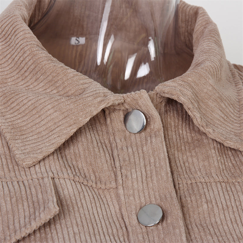 2024 Women's Corduroy Short Jacket with Lantern Sleeves