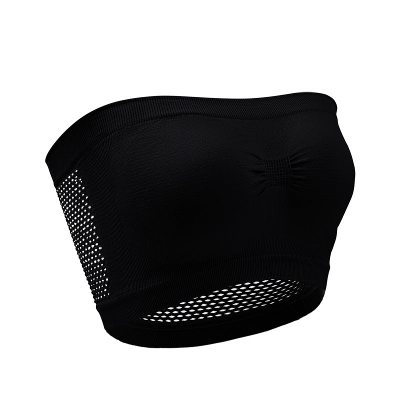 Plus Size Women's Strapless Mesh Wireless Bralette