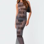 A138DS Summer Casual Solid Color Letter Print Dress