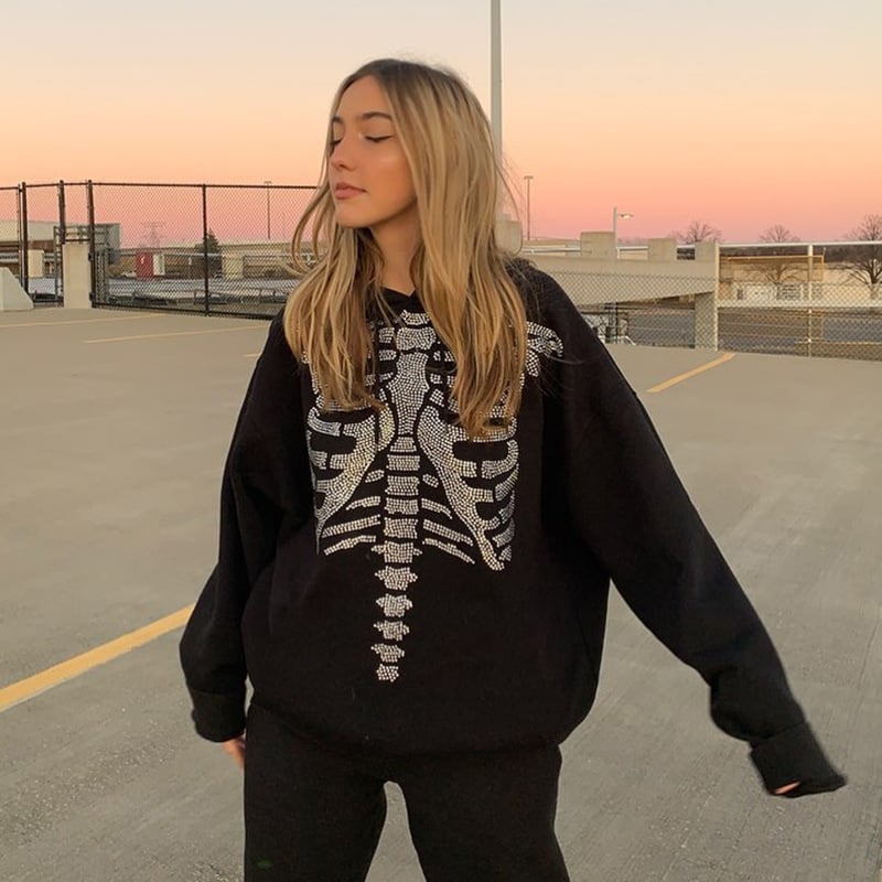Hot Drill Hooded Pullover Sweatshirt for Women | Streetwear