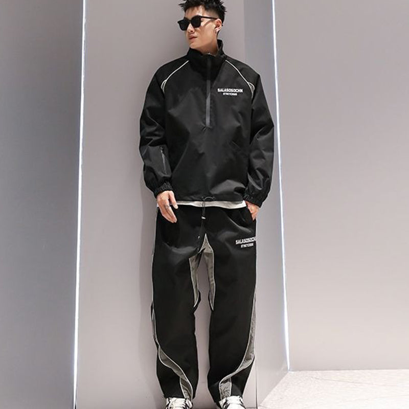 Trendy Reflective Stand Collar Pullover Jacket for Men | Streetwear