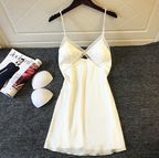 Lace-Trim Satin Chemise Nightgown