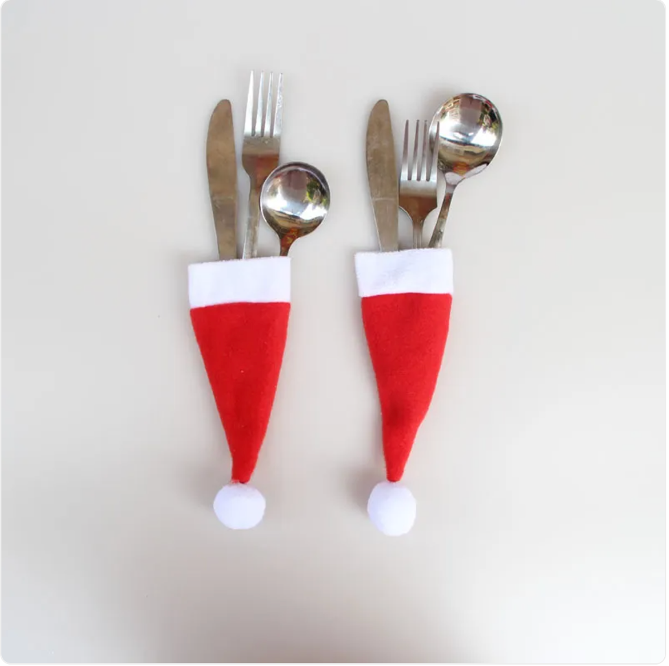 Christmas Hat Knife and Fork Holder Sleeve | Embroidered Cap