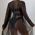 3pcs Women's High Waist Swimsuit with Mesh Shawl Set