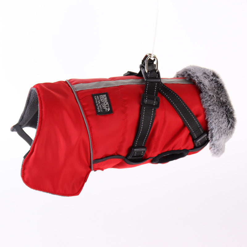 Waterproof Reflective Pet Warm Fur Collar Jacket
